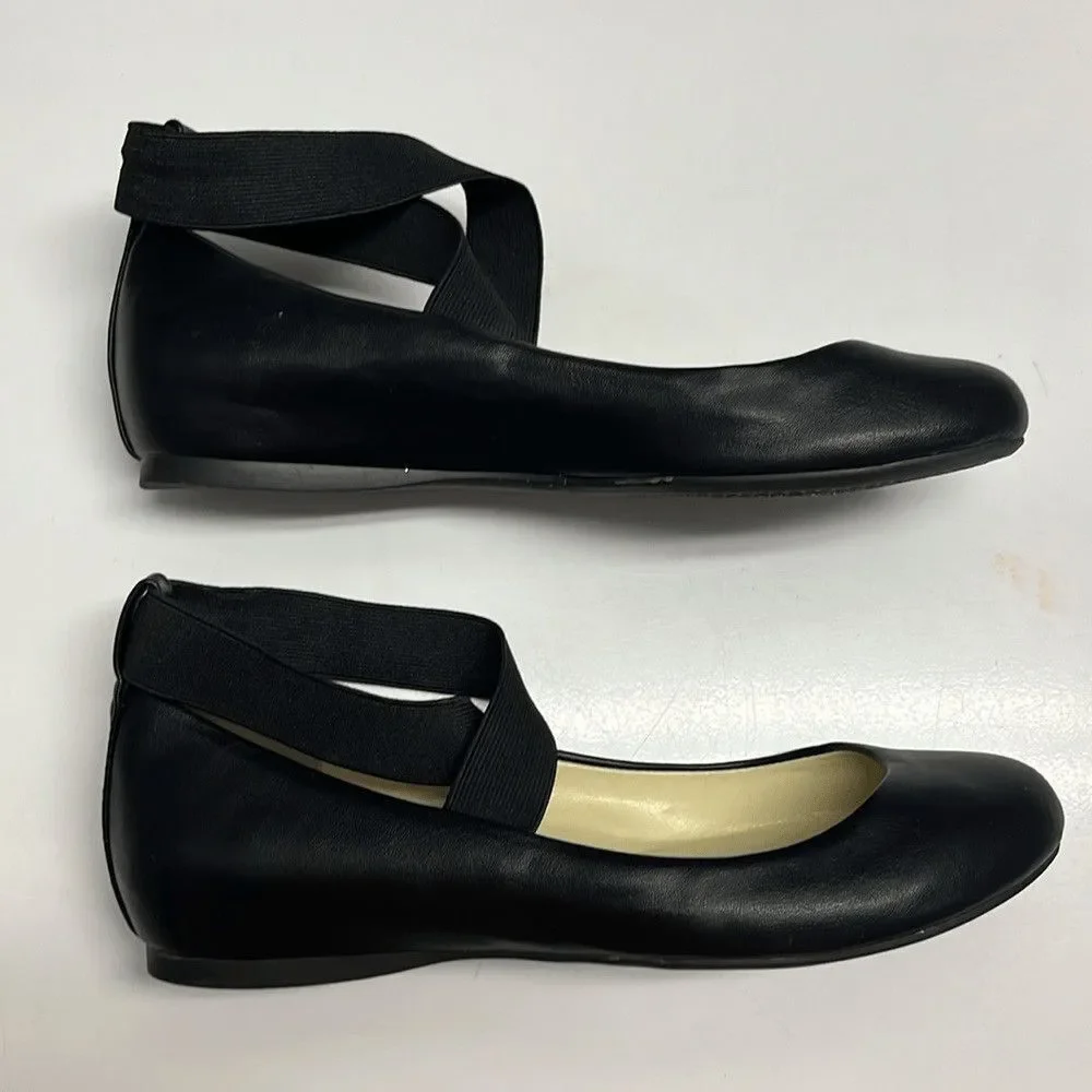 Jessica Simpson Black Criss Cross Ankle Ballet Rounded Toe Flats- 6.5M